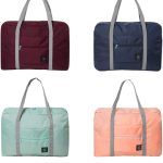 SITAKE 4 Pcs Foldable Travel Duffel Bag, Waterproof Lightweight Carry-on Bags, Suitable for Overnight, Holiday, Shopping, Weekends, Outing, Gym(Wine Red/Navy Blue/Sky Blue/Light Pink)